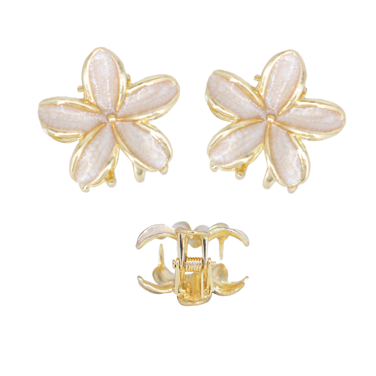 HAIR CLIPS FLOR MINI BAÑO EN RODIO