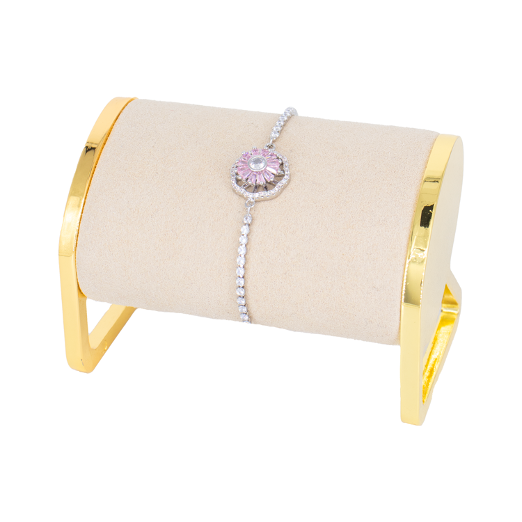 PULSERA FLOR BAÑO EN RODIO