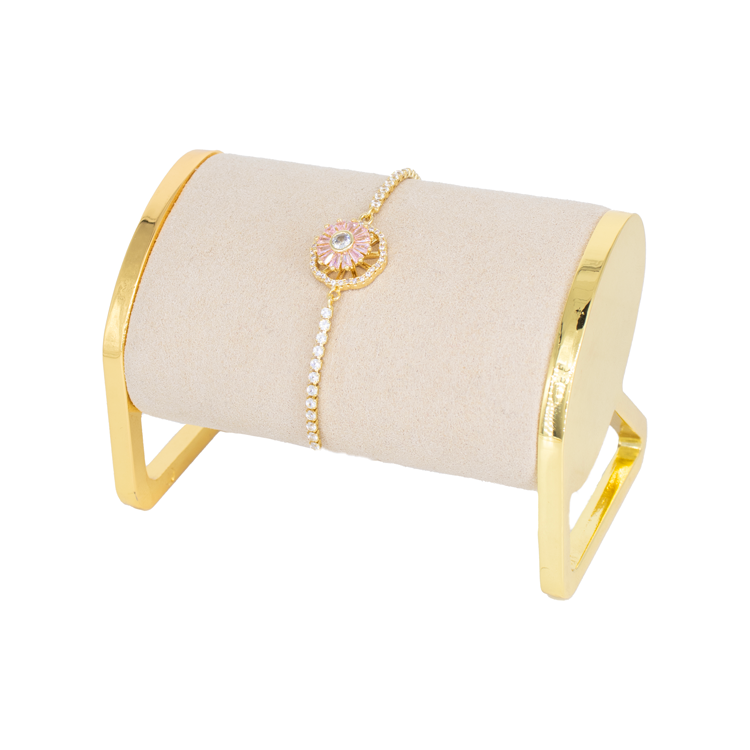 PULSERA FLOR GIRATORIA BAÑO EN RODIO