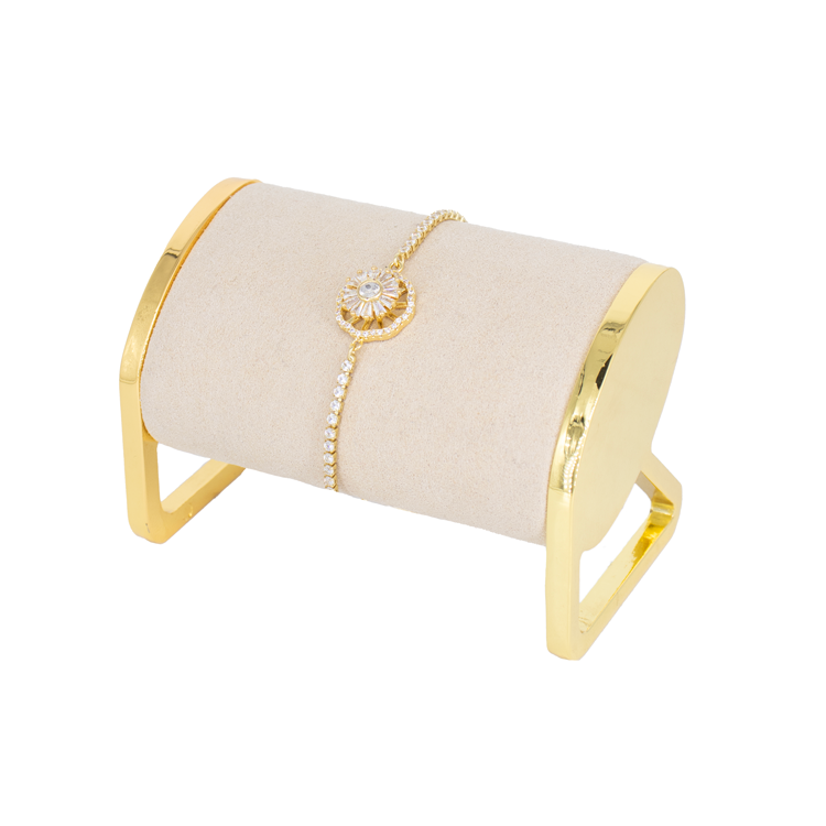 PULSERA FLOR GIRATORIA BAÑO EN RODIO