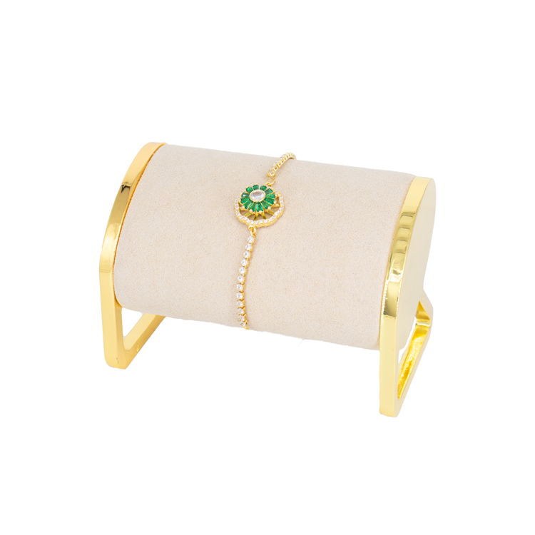 PULSERA FLOR GIRATORIA BAÑO EN RODIO