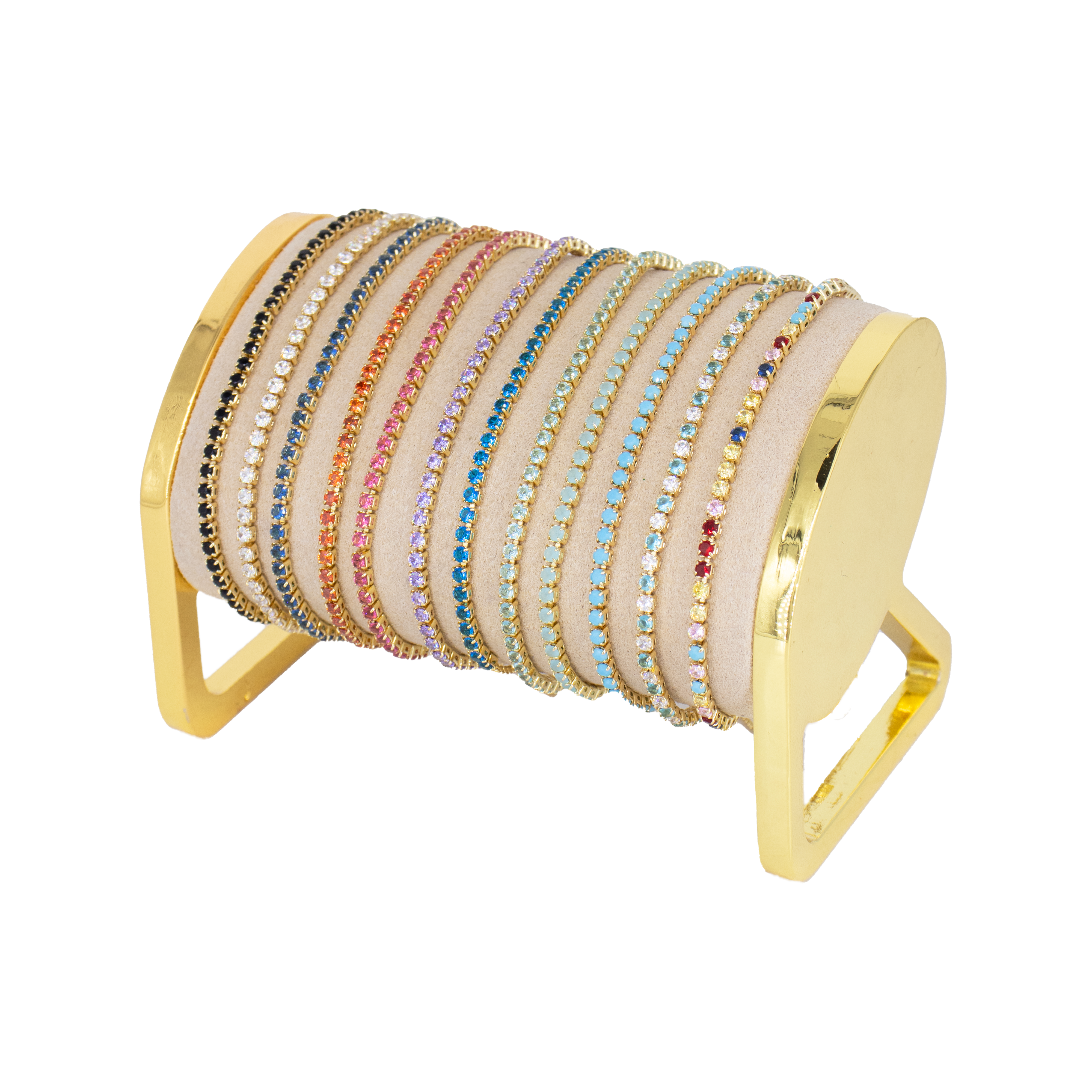 PULSERA MICROCIRCON DORADA EN RODIO