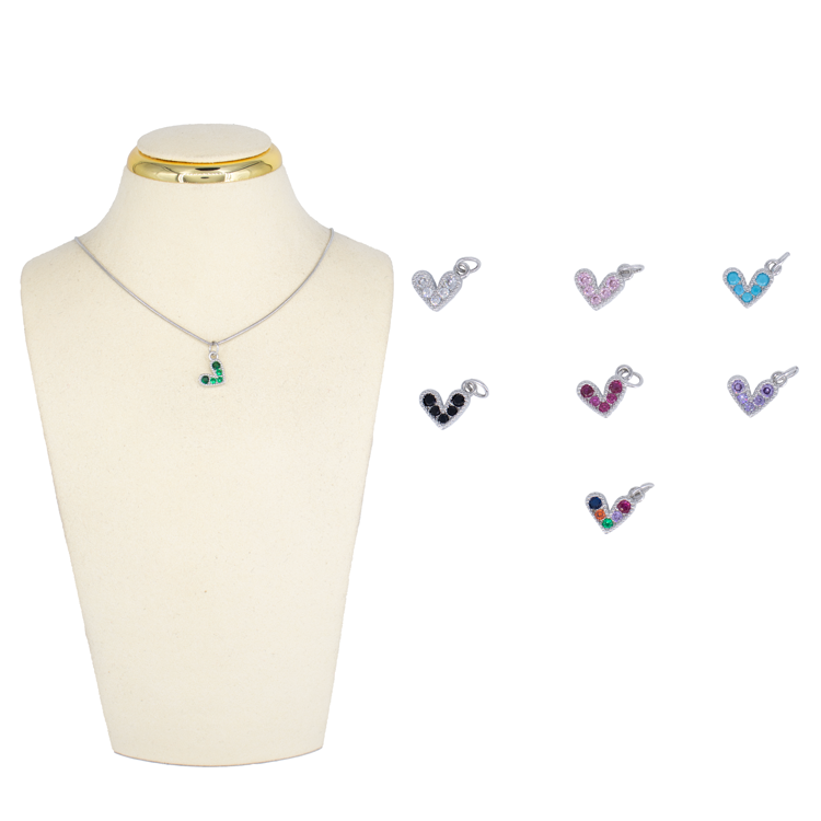 DIJE CORAZÓN PLATEADO BAÑO EN RODIO