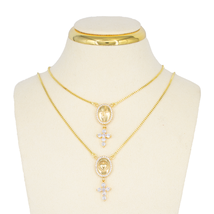 DIJE PULSERA CON CRUZ BAÑO EN RODIO