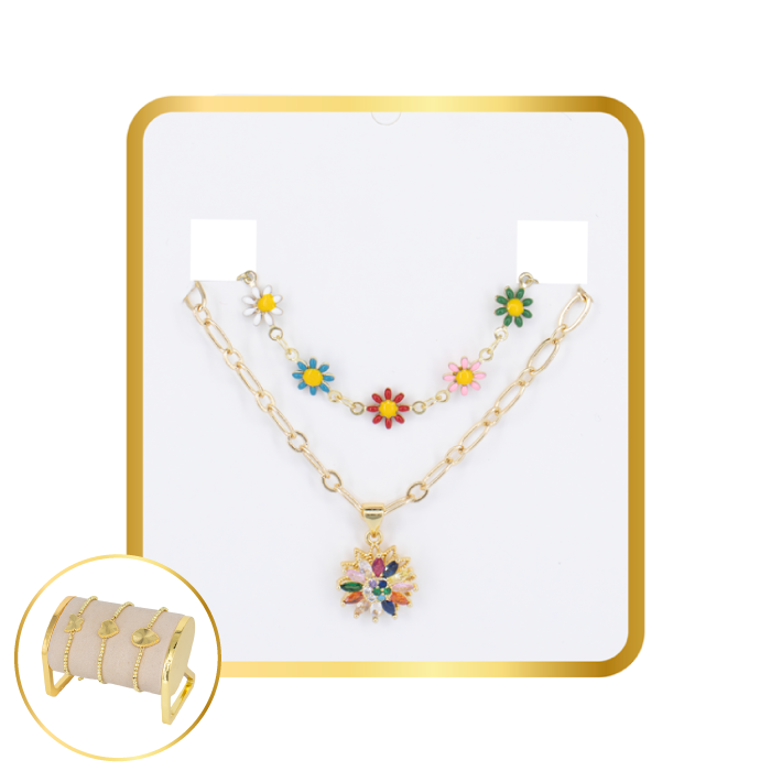 SET MARGARITAS +PULSERA REGALO BAÑO EN RODIO