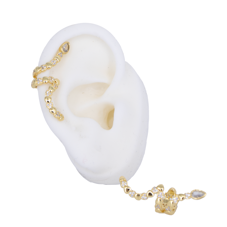 EARCUFF SERPIENTE CORAZONADA BAÑO EN RODIO