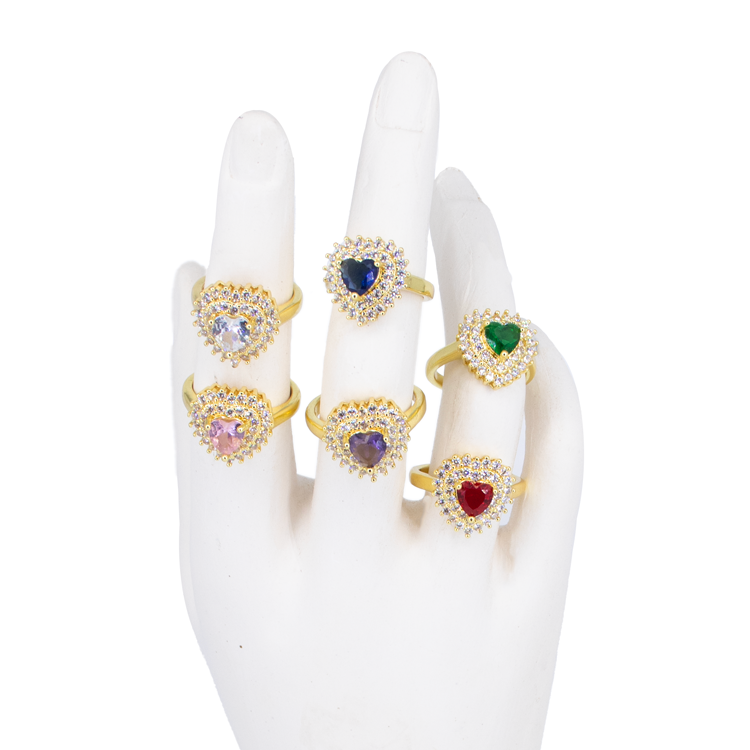 ANILLO CORAZONES GRANDES BAÑO EN RODIO