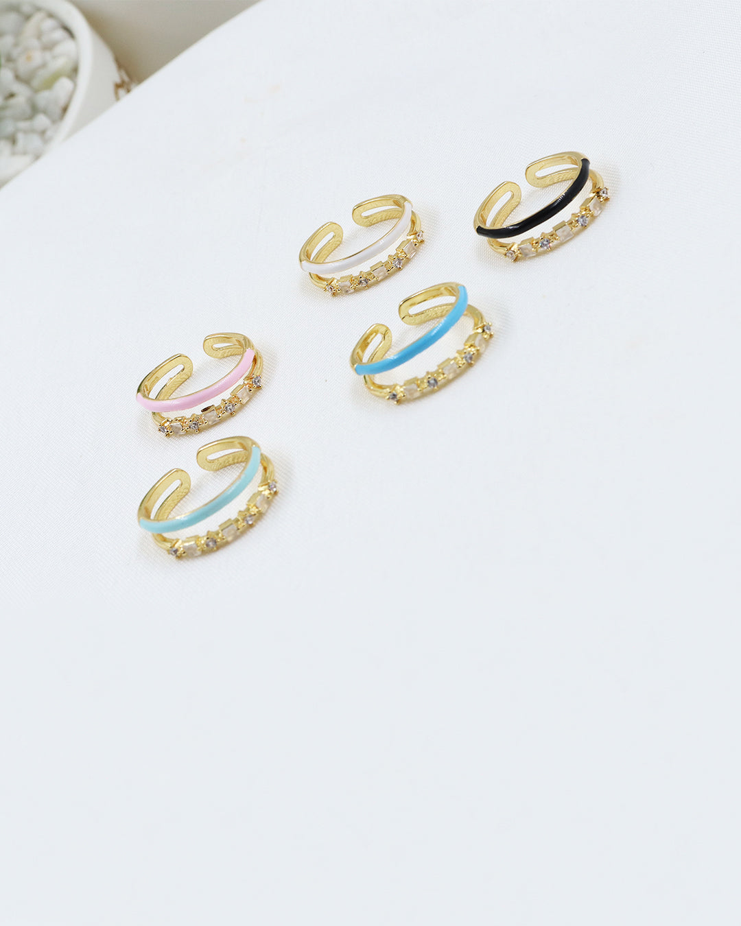 ANILLO COLORES BAÑO EN RODIO