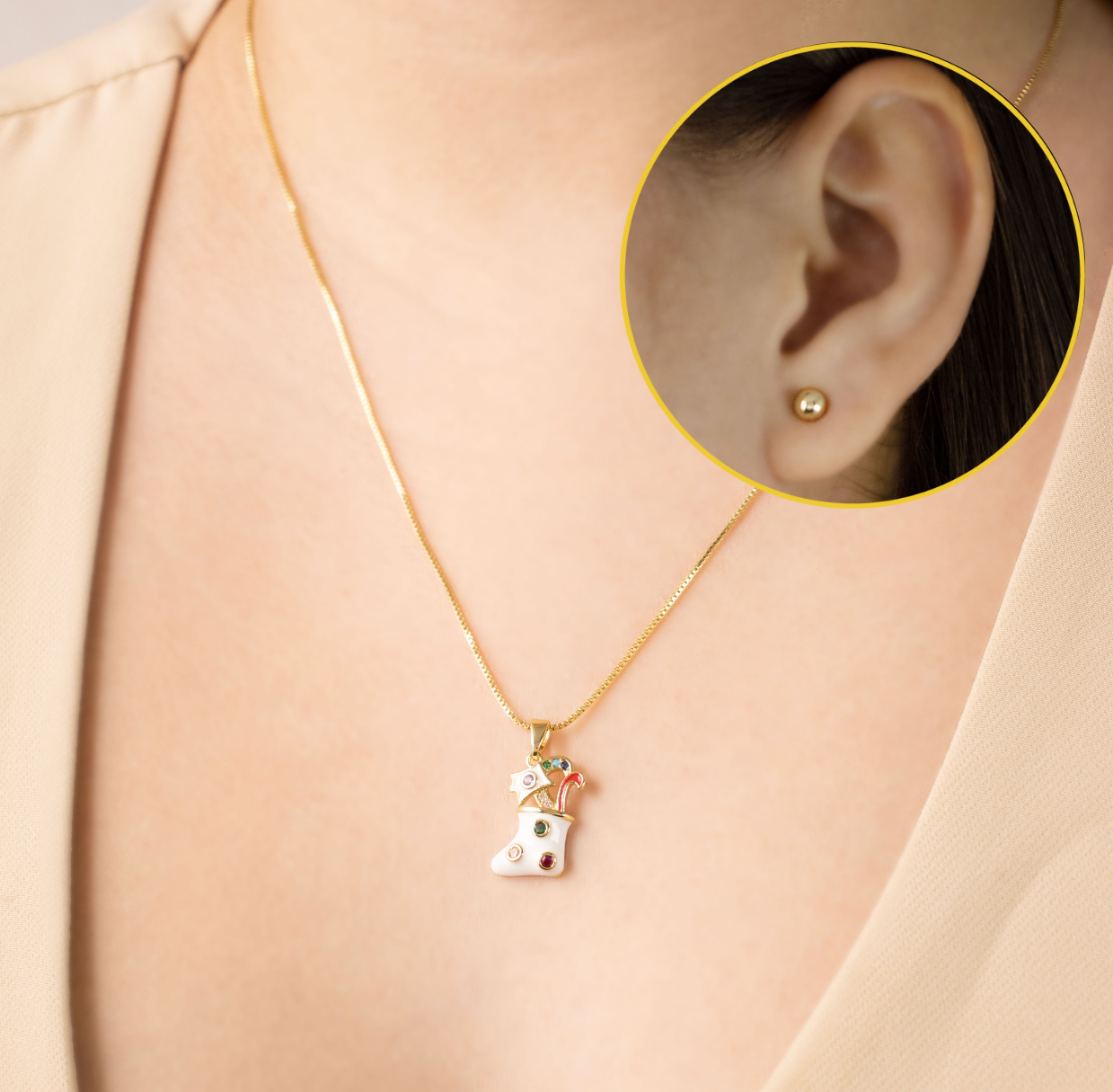 SET BOTA BLANCA NAVIDEÑA BAÑO EN RODIO