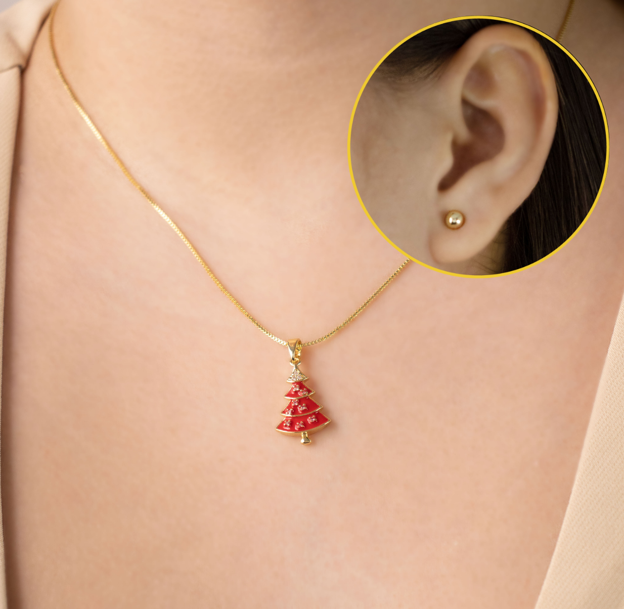 SET ARBOL DE NAVIDAD ROJO BAÑO EN RODIO