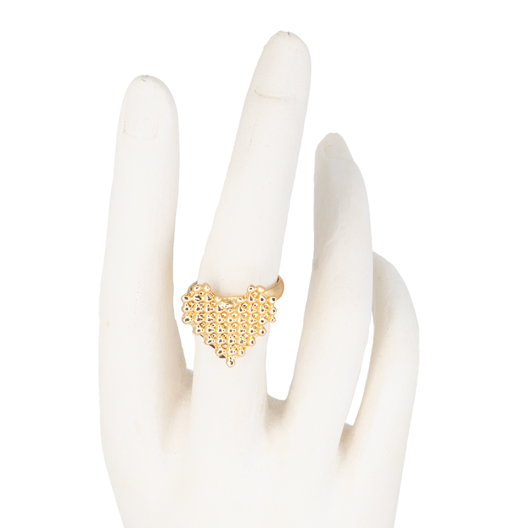 ANILLO CORAZON DE PERLA DORADO BAÑO EN ORO