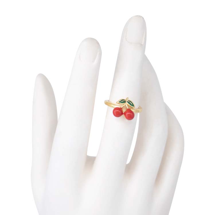 ANILLO CEREZAS MINI RED BAÑO EN RODIO