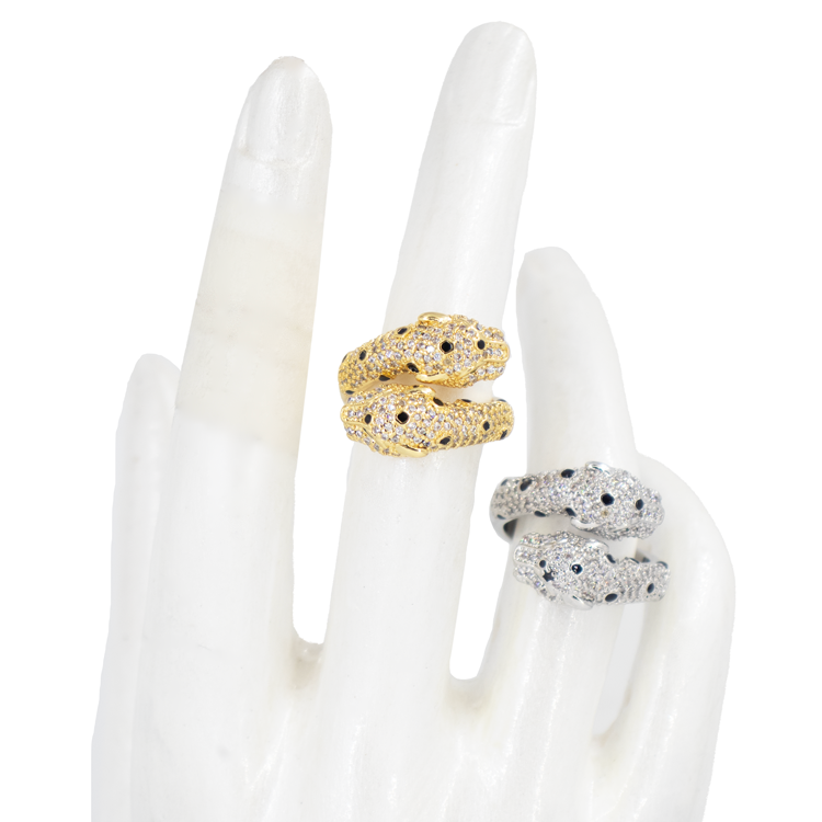 ANILLO DOLE LEOPARDO BAÑO EN RODIO