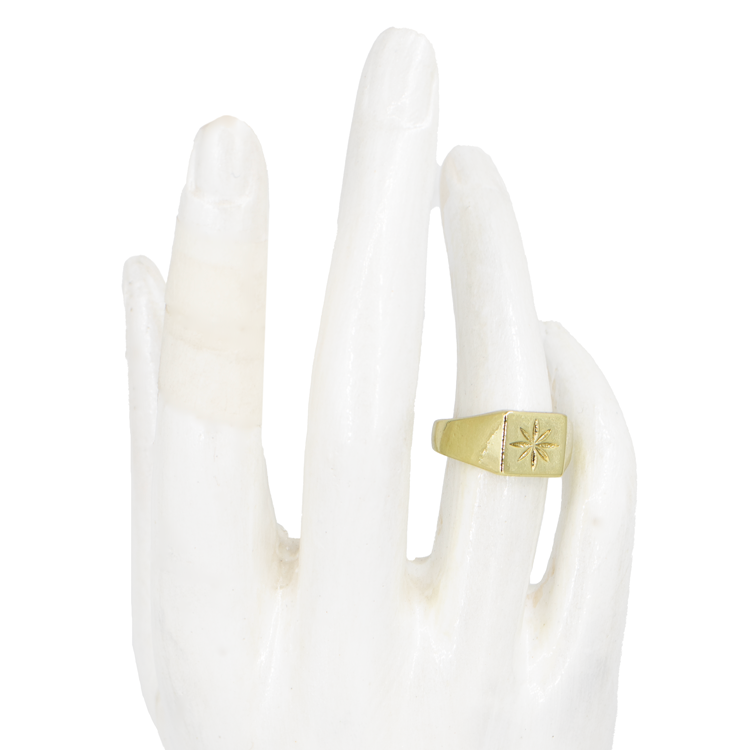 ANILLO CUADRADO ESTRELLA BAÑO EN RODIO