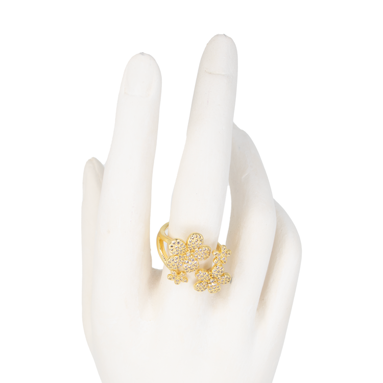ANILLO FLORES BAÑO EN RODIO