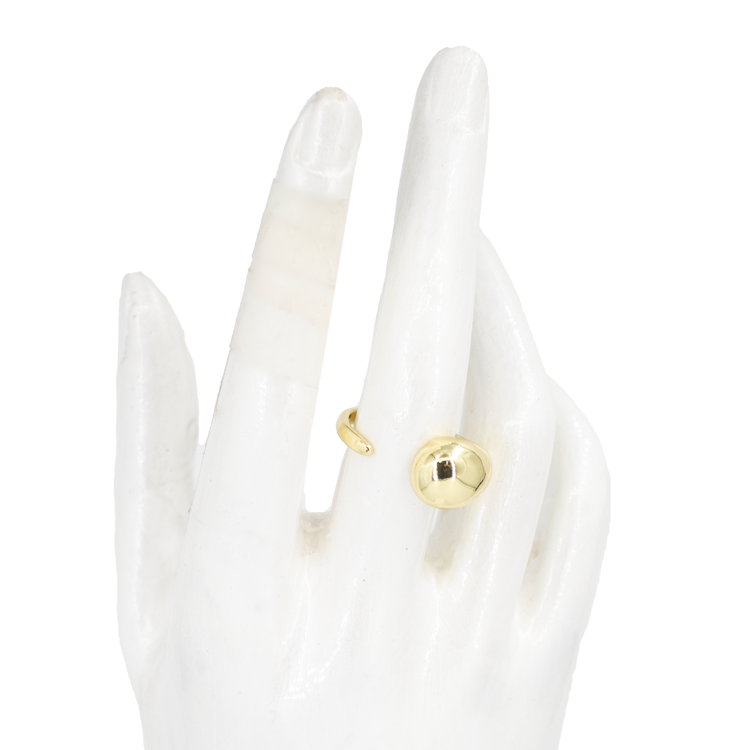 ANILLO CHUNKY LISO DORADO BAÑO EN RODIO
