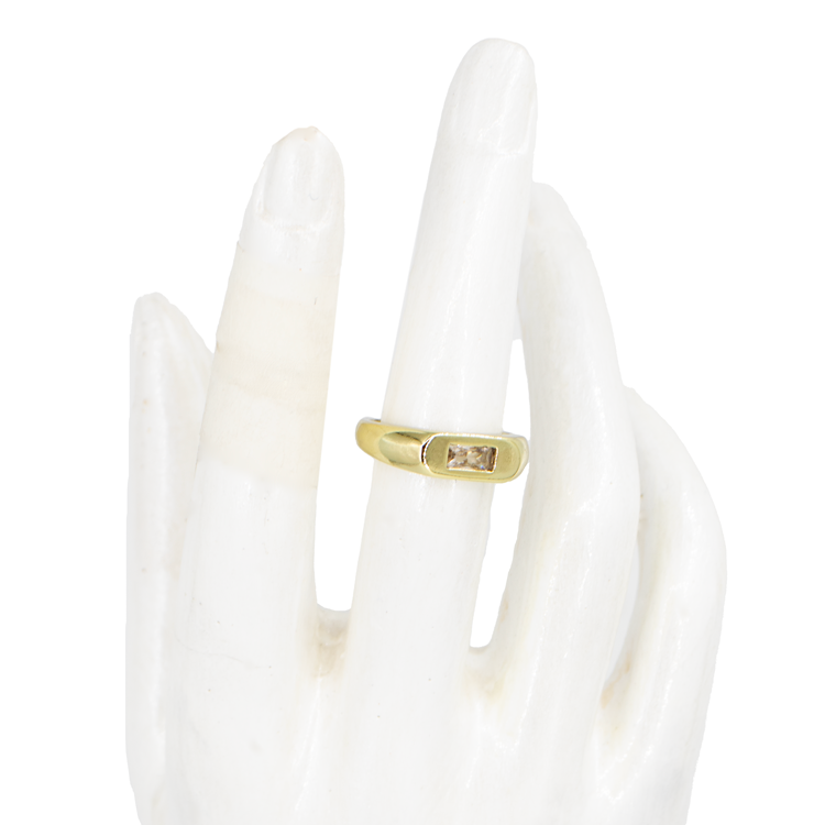 ANILLO RECTANGULO BLANCO PEQUEÑO BAÑO EN RODIO