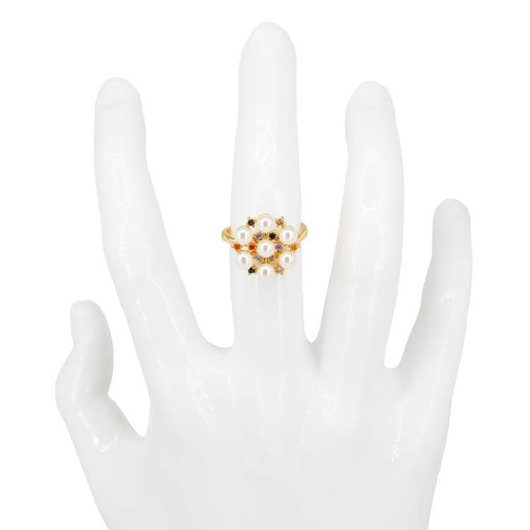 ANILLO EN RODIO FLOR