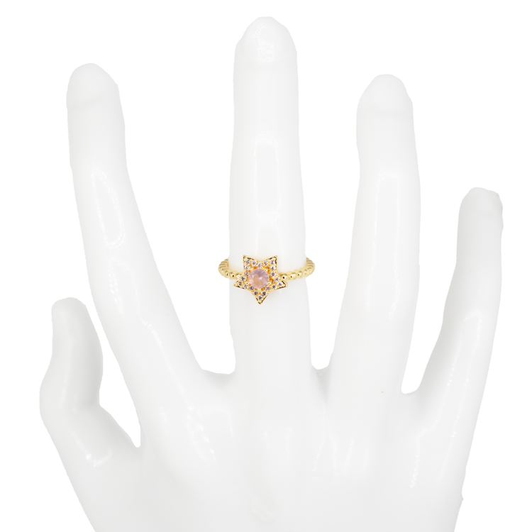 ANILLO ESTRELLA ROSA EN RODIO