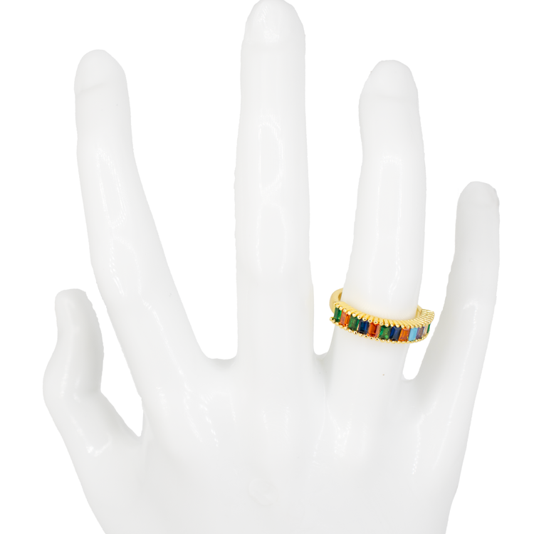 ANILLO MULTICOLOR BAÑO EN RODIO