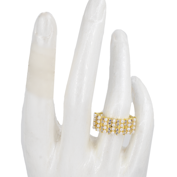 ANILLO PERLAS EN RODIO