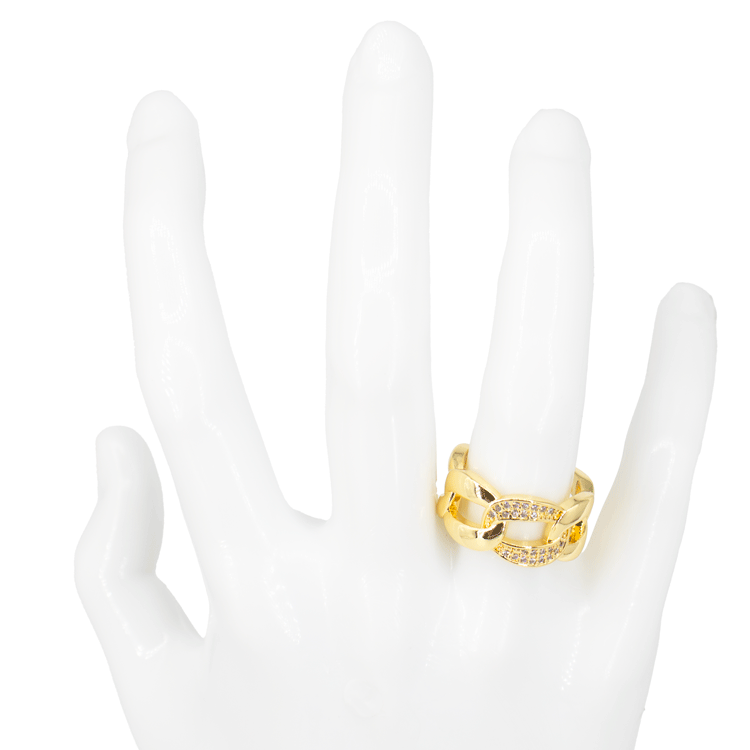 ANILLOS CADENA CHUNKY CON CIRCONES BAÑO EN RODIO