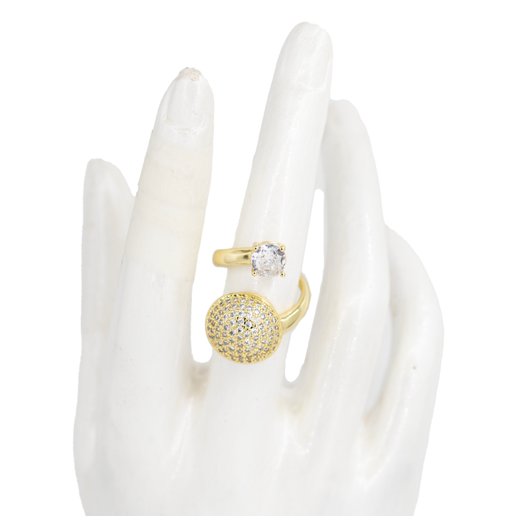 ANILLO CHUNKY CIRCON BLANCO BAÑO EN RODIO