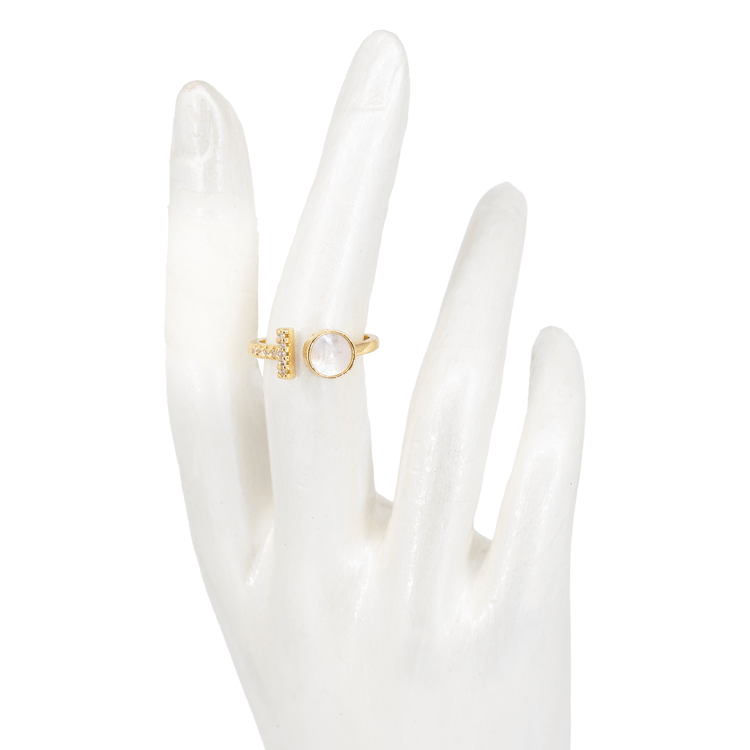 ANILLO CIRCULO OPALO BAÑO EN RODIO