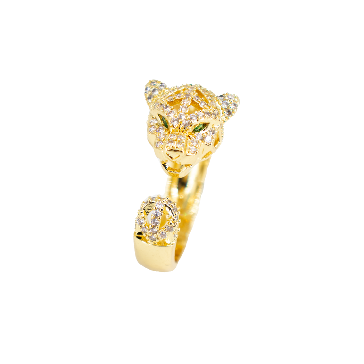 ANILLO LEOPARDO GEOMETRICO CIRCONADO BAÑO EN RODIO