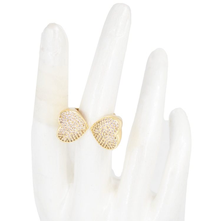 ANILLO CORAZÓN CIRCONADO DORADO CHUNKY BAÑO EN RODIO