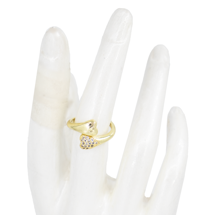 ANILLO CORAZÓN DOBLE BAÑO EN RODIO