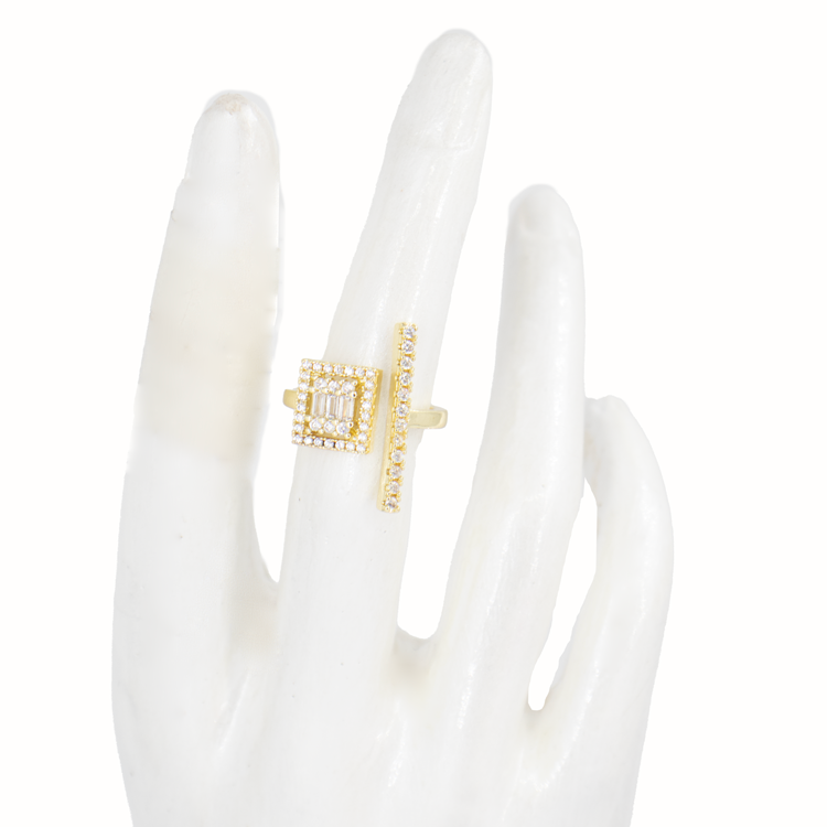 ANILLO CUADRADO BAÑO EN RODIO