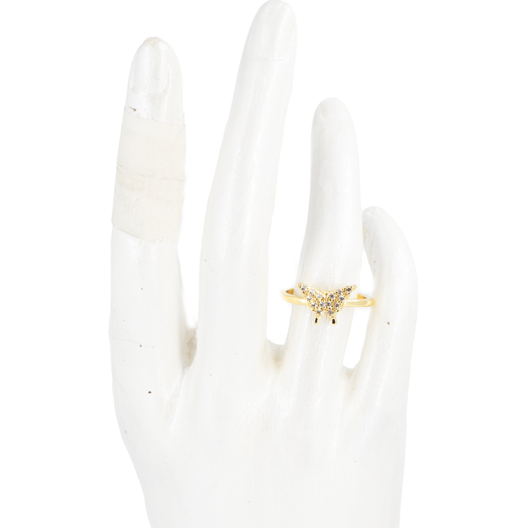 ANILLO MARIPOSA MINI BLANCA BAÑO EN RODIO