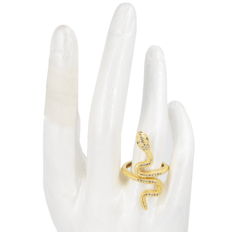 ANILLO SERPIENTE ALARGADA BAÑO EN RODIO