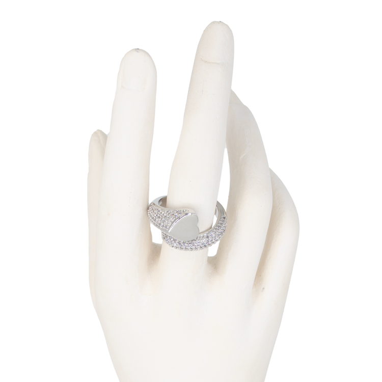 ANILLO CORAZON COLA DORADO BAÑO EN RODIO