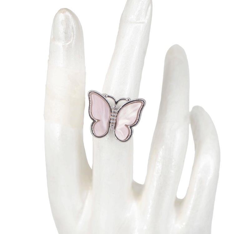 ANILLO MARIPOSA CUARZO BAÑO EN RODIO