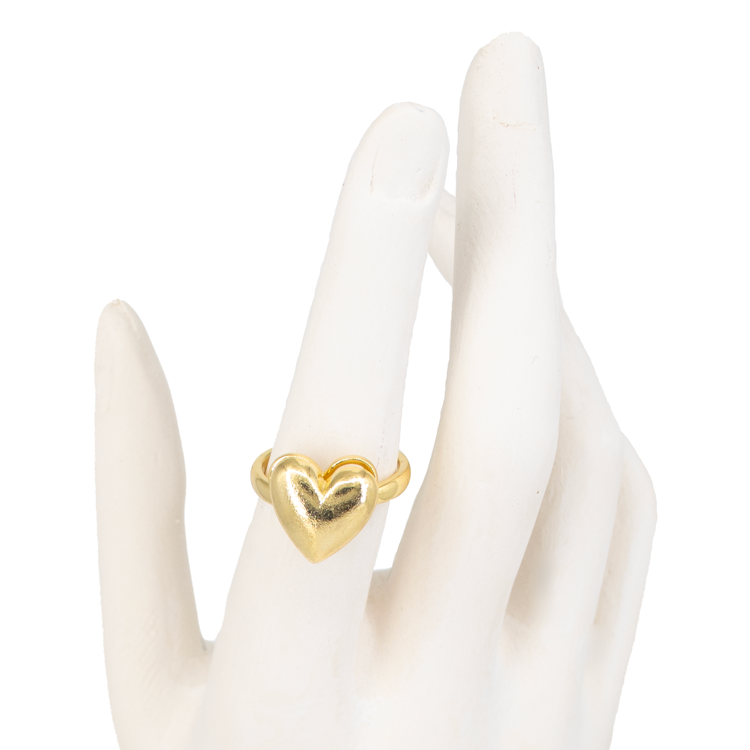 ANILLO CORAZON LISO GIRATORIA BAÑO EN RODIO