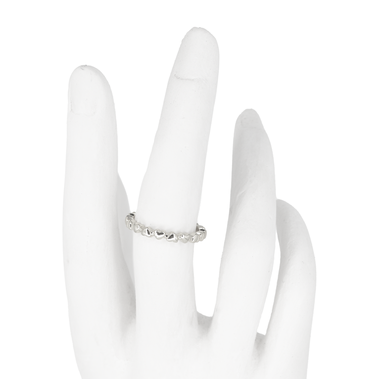 ANILLO CORONA DE CORAZONES MINI BAÑO EN RODIO