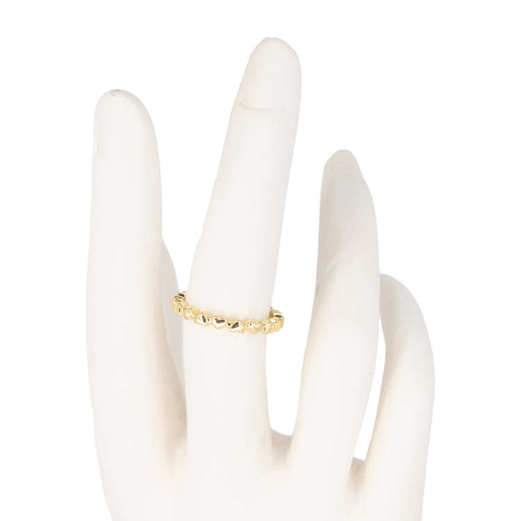 ANILLO CORONA DE CORAZONES MINI BAÑO EN RODIO