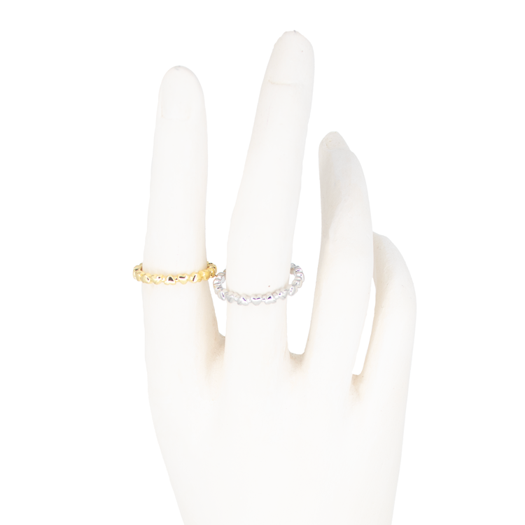 ANILLO CORONA DE CORAZONES MINI BAÑO EN RODIO