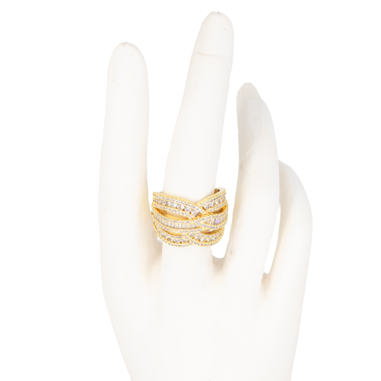 ANILLO LAZOS BRILLANTES BAÑO EN RODIO