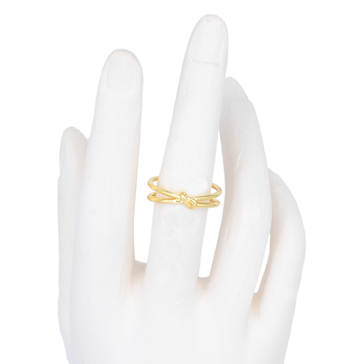 ANILLO NUDO DOBLE CUERDA BAÑO EN RODIO