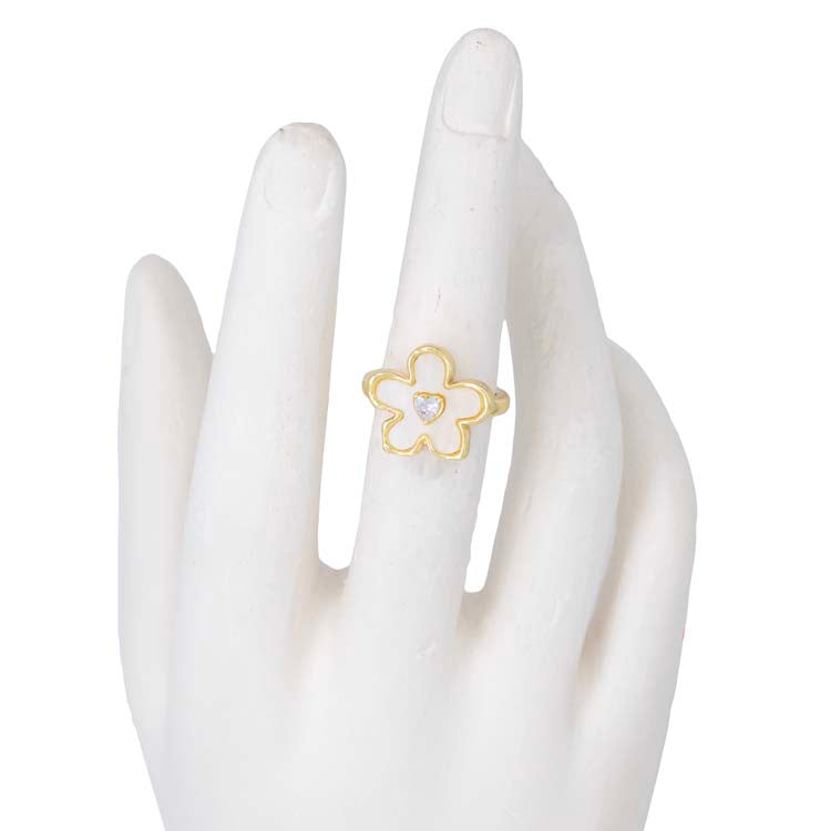 ANILLO FLOR AURA BAÑO EN RODIO