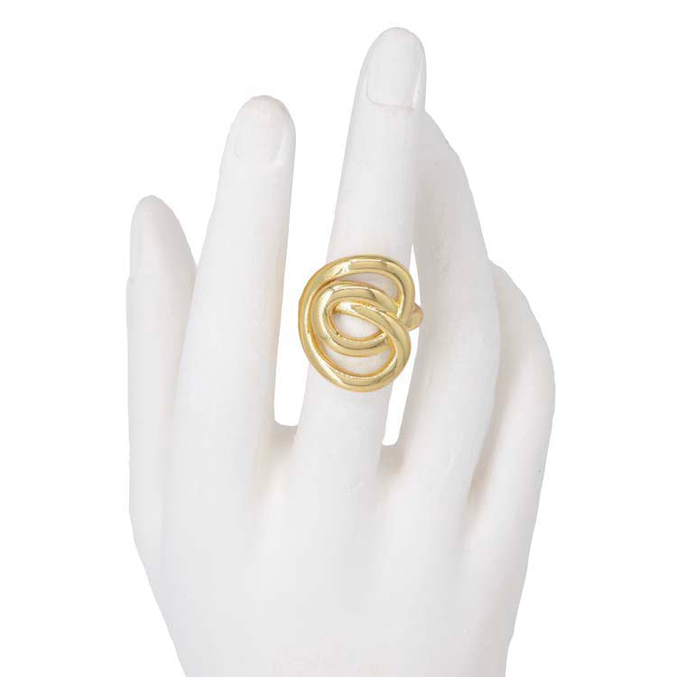 ANILLO PRETZEL DORADO BAÑO EN RODIO
