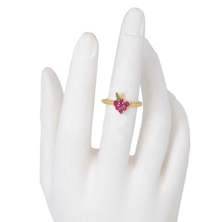 ANILLO ALFRESI FUCSIA MINI BAÑO EN RODIO