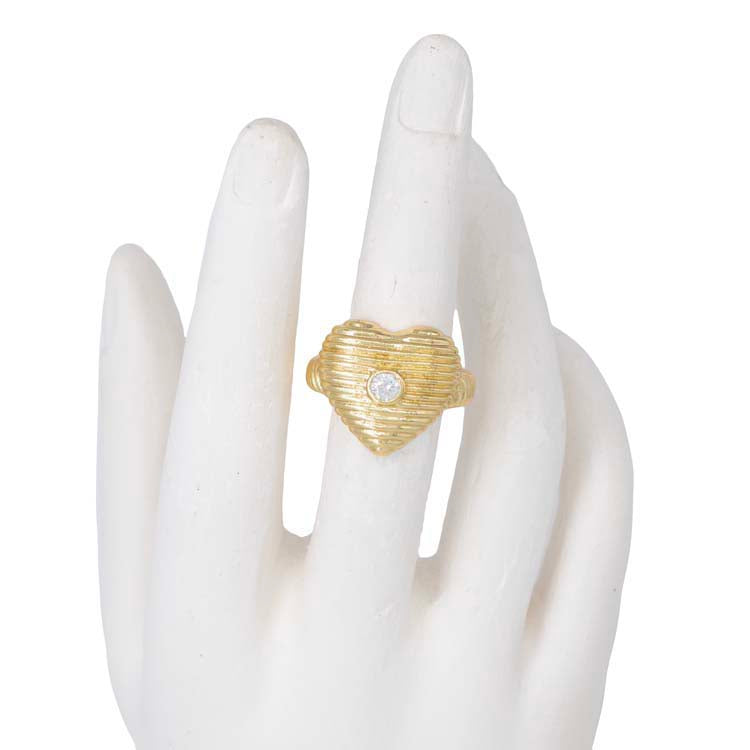 ANILLO CORAZON LINEAL BAÑO EN RODIO