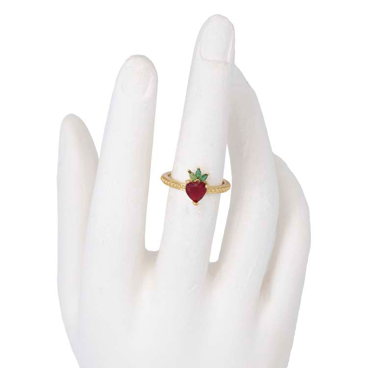 ANILLO FRESA PASIÓN MINI BAÑO EN RODIO