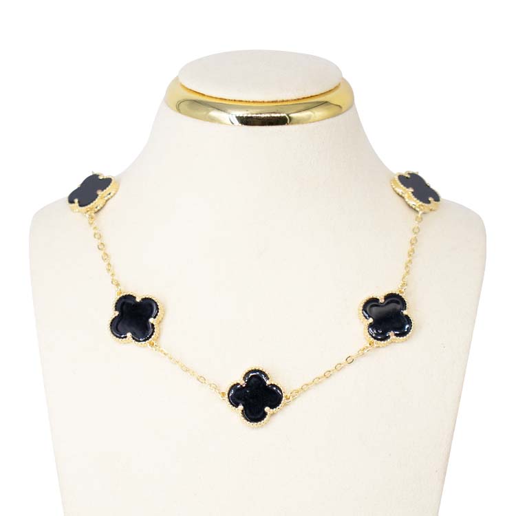 CADENA TREBOL PLANO BAÑO EN RODIO