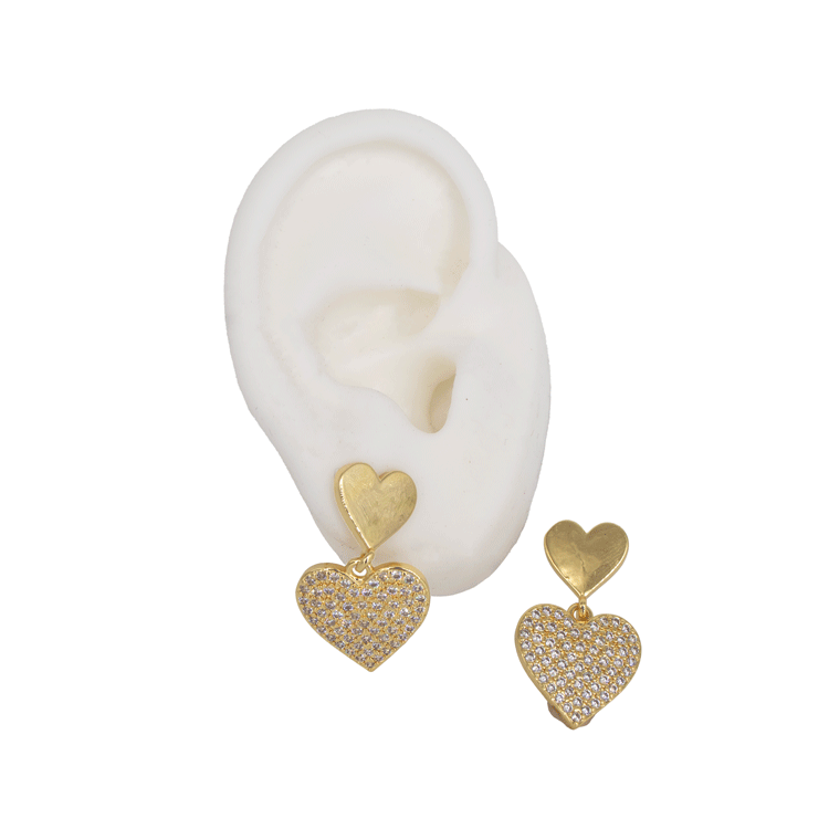 TOPOS CORAZON PIEDRAS DORADO BAÑO EN RODIO