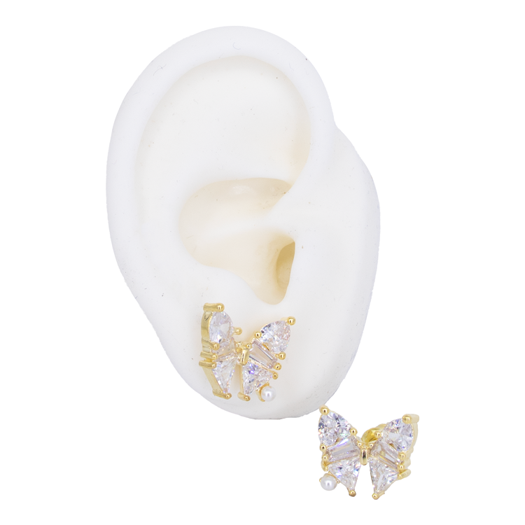 TOPO MARIPOSA ESMERALDA BLANCA BAÑO EN RODIO